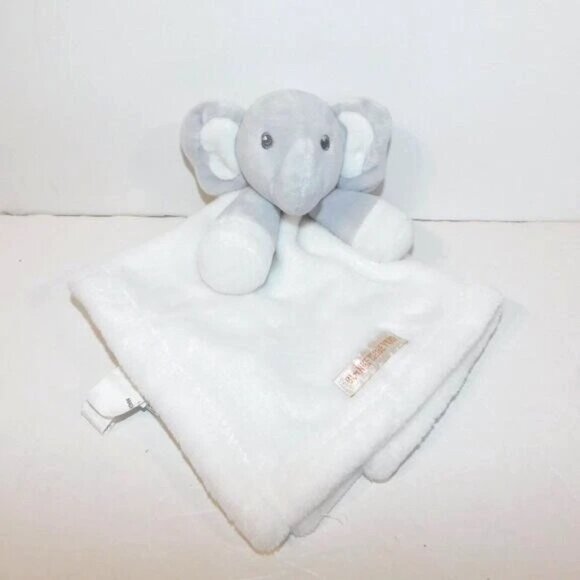 Blankets & Beyond Gray Elephant White Plush Security Blanket Baby Lovey Nunu - Picture 2 of 8